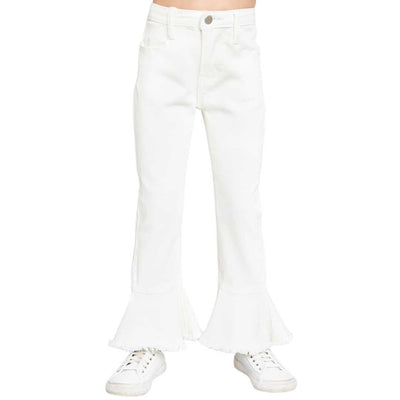 Cropped Frill Flare White Jeans Hayden Girls
