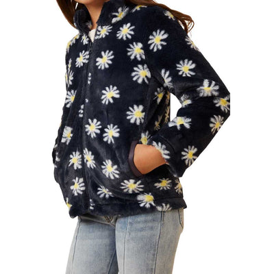 Floral Print Mock Neck Fleece Jacket Hayden Girls