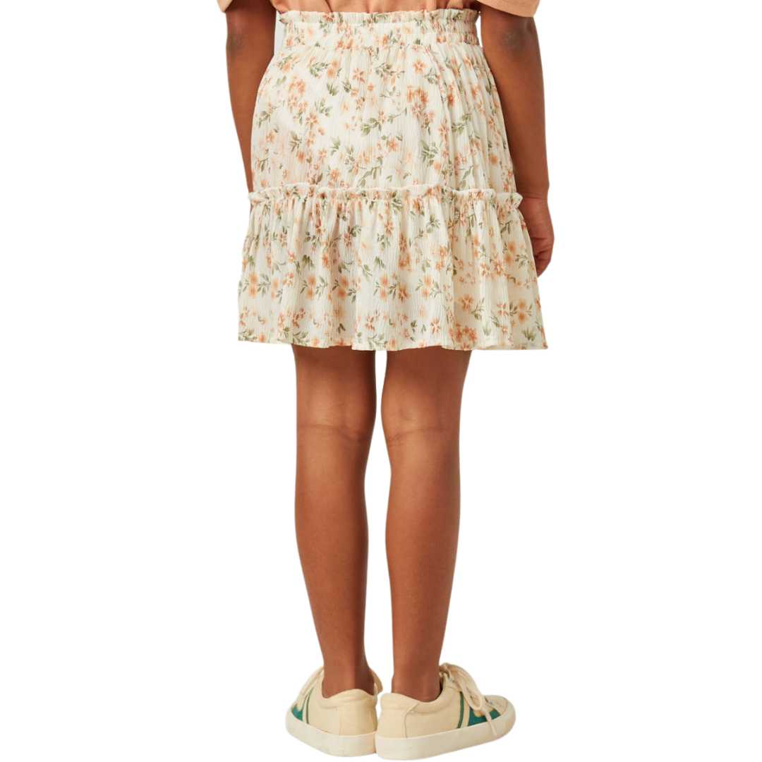 Crinkle Textured Elastic Waist Tiered Skirt Hayden Girls