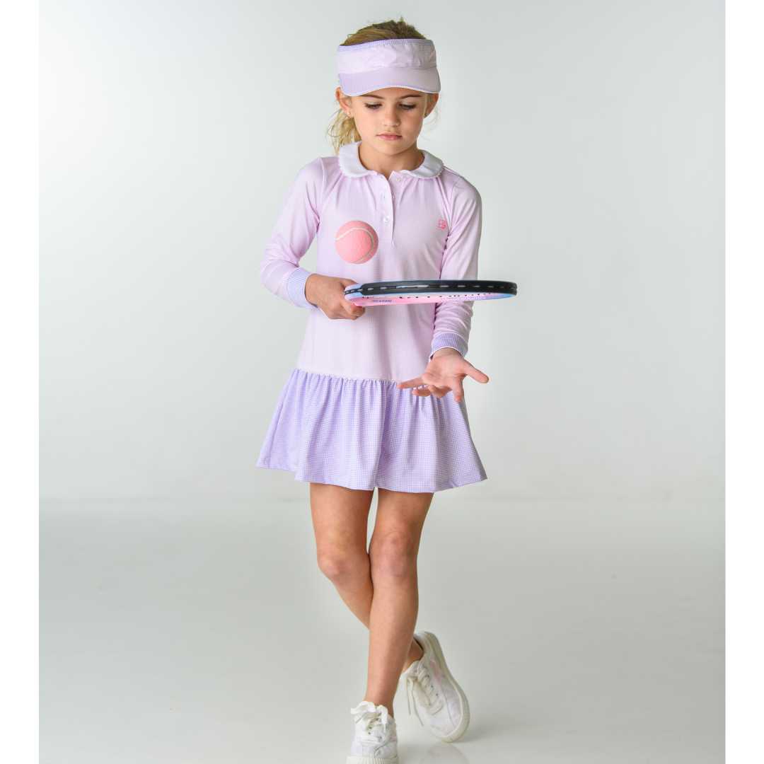 Darla Dropwaist Dress in Pink and Lavender Mini Gingham Set