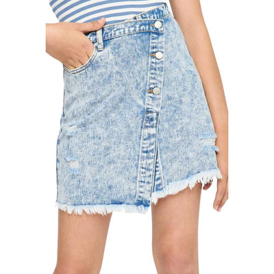 Distressed Asymmetric Wrap Denim Skirt Hayden Girls