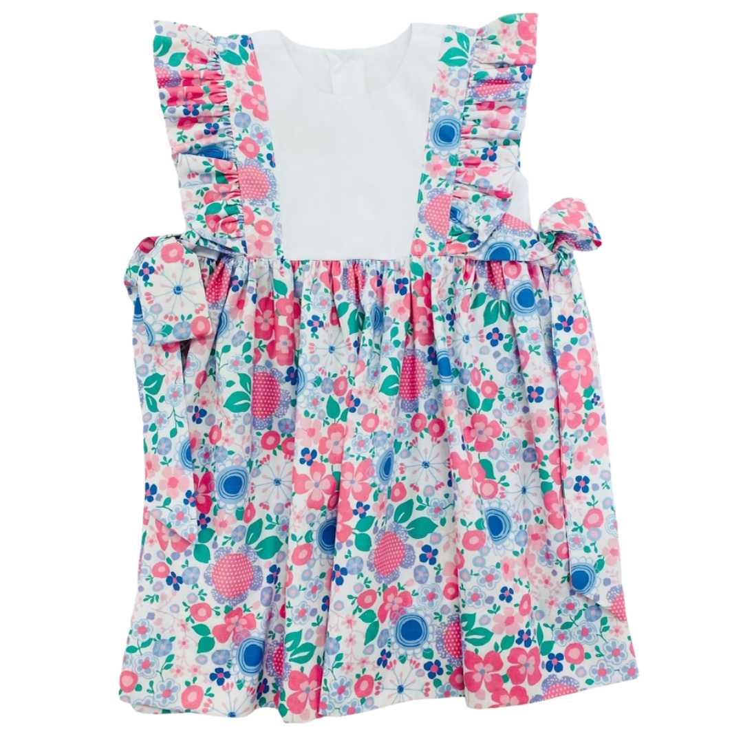 Floral and White Dress with Ties Lulu Bebe