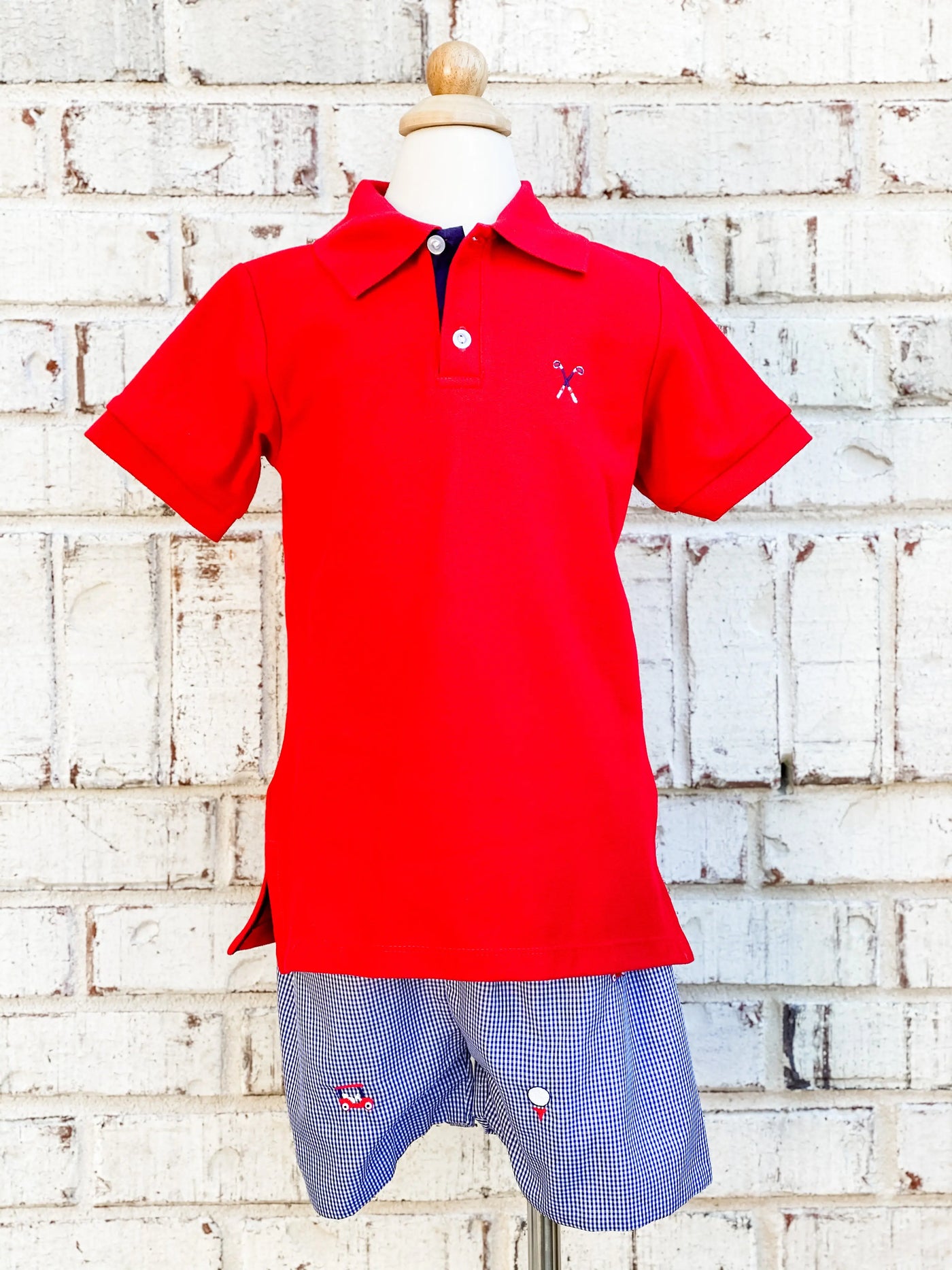 Golf Embroidered Red Pique Polo Shirt Zuccini Kids