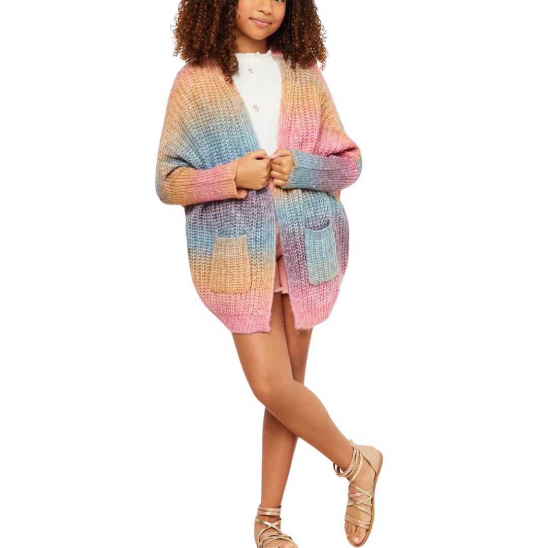Ombre Striped Chunky Knit Oversize Cardigan Hayden Girls