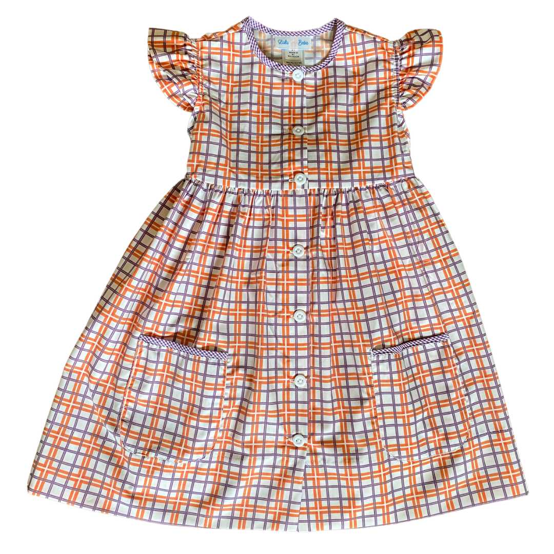 Orange/Purple Plaid Pocket Dress Lulu Bebe