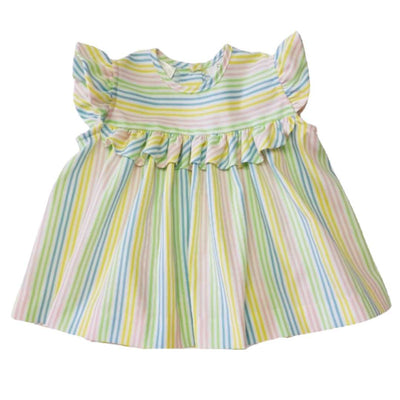 Pastel Stripe Ruffle Waist Dress Lulu Bebe