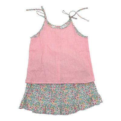 Pink Gingham & Floral Skirt Set Lulu Bebe