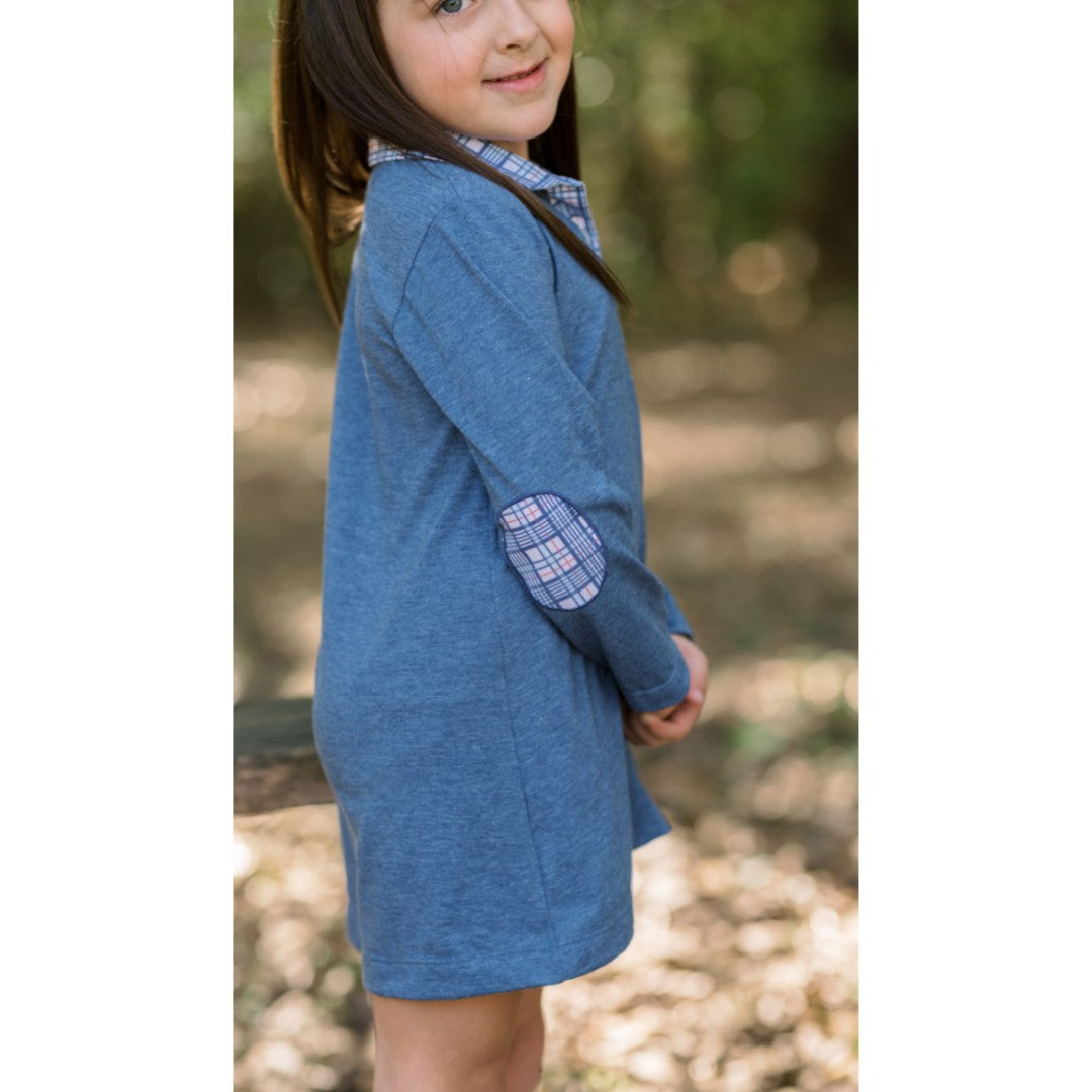 Playful Polo Dress in Heathered Blue Lullaby Set