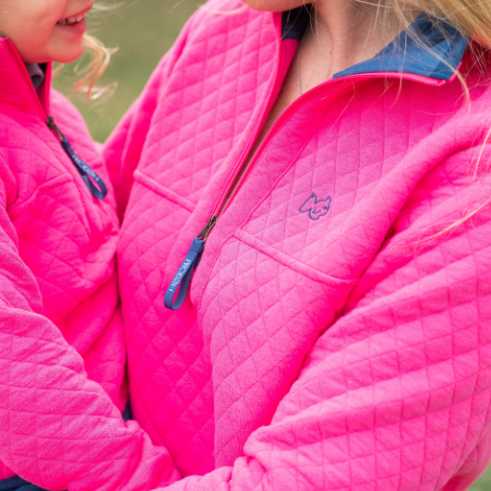 Quilted Zip Pullover - Shocking Pink Prodoh