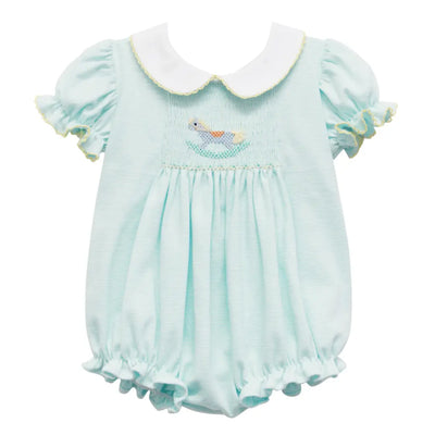 Rocking Horse Silvie Smocked Bubble in Mint Zuccini Kids