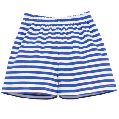 Striped Boy Elastic Waistband Shorts in Royal Blue Zuccini Kids